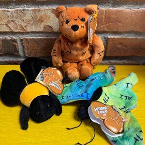 90's Vintage Salvino's Bammers Muhammad Ali Bear Bee & Butterfly Set Beanies NWT